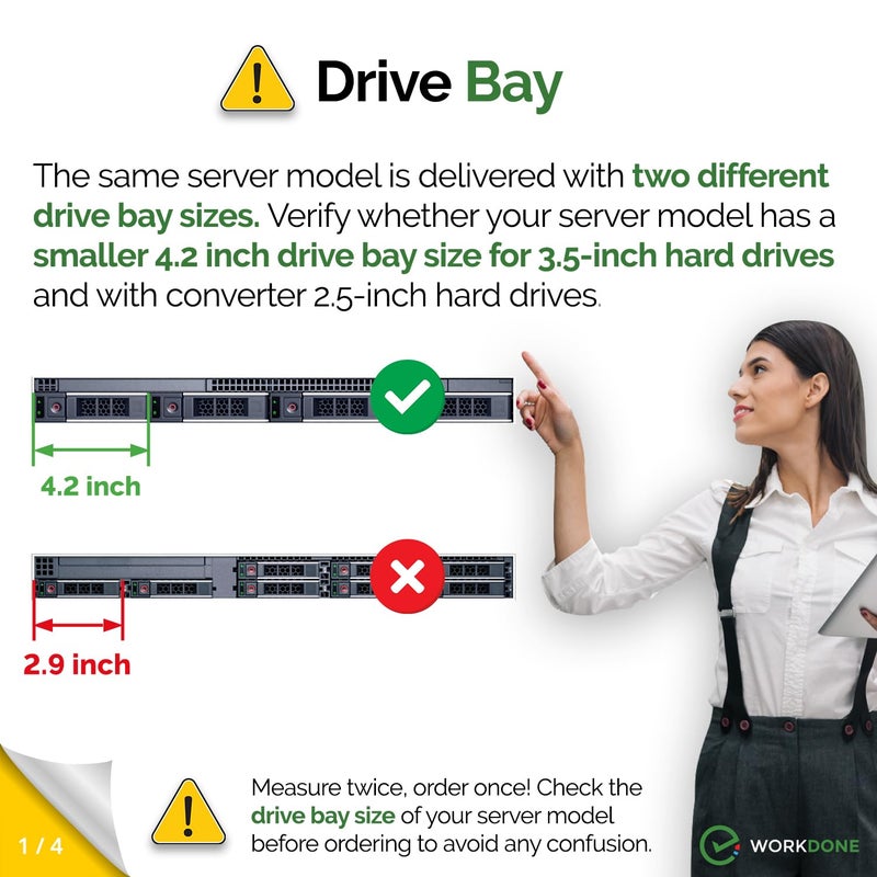 WORKDONE 3.5 inch Drive Caddy with 2.5 inch HDD Adapter - Compatible for Dell PowerEdge Servers - T360 R760 R640 R540 R440 R340 R550 R450 R650xs R750xs - Bright LED Tray - with Detailed Setup Manual - Image 3